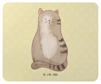 Produktbild von Mr. & Mrs. Panda Mousepad Katze Sitzen - Gelb Pastell - Geschenk, Herz, Familie, Katzen, pc, Mouse Pad, Cats, Mauspad, Cat