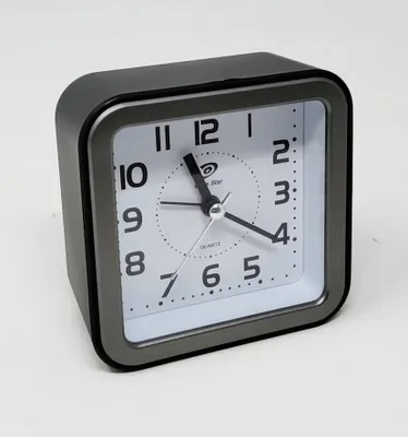 Wecker mit Sweep-Uhrwerk, leiser Alarm, Schlummerfunktion, schwarz
