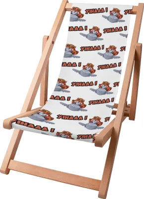 Produktbild von Dreamroots Kinder Liegestuhl klappbar Holz bis zu 130 kg, Sonnenliege klappbar mit 3-stufiger Neigungsregulierung der Rückenlehne, Cartoon Fox