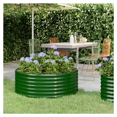 Produktbild von Hochbeet aus pulverbeschichtetem Stahl, witterungsbeständig, ideal für Garten, Balkon und Terrasse, grau, 100x100x36 cm
