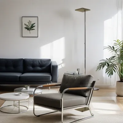 Produktbild von LED Stehlampe Bauhaus Messing Metall 185cm hoch 3480lm Premium Standleuchte Wohnzimmer