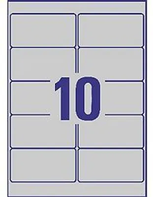 Obrázek produktu pro Avery L6012-20, Stříbrná, Zaoblený obdélník, Permanentní, 96 x 50.8 mm, A4, Polyester