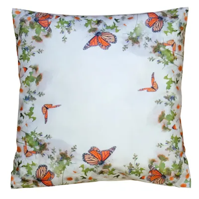 Produktbild von 2 Stück Kissenhüllen 40 x 40 cm mit Druck Blumen und Schmetterlinge 40 x 40 cm Kissenhülle