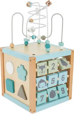 Produktbild von Bieco Motorikwürfel XXL Scandi-Chic | Motorikspielzeug ab 1 Jahr | Activity Center Baby Spielzeug 1 jahr | Motorikwürfel Holz holzspielzeug ab 1 jahr motorikschleife ab 1 jahr Motorikwürfel Baby