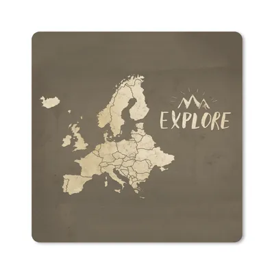 Produktbild von MuchoWow® Mauspad Mousepad Karten - Europa - Braun - Vintage 20x20 cm - Mousepads - Maus Mat - Pad - Mausunterlage - Desk Mat - Bureauartikeln