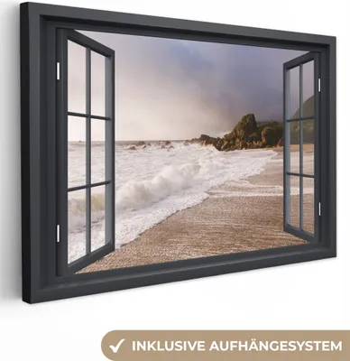 Produktbild von OneMillionCanvasses® - Leinwandbilder - 150x100 cm, Aussicht - Meer - Strand, Wandbilder Kunstdruck Wanddekoration