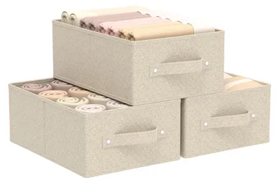 Produktbild von 3-teiliges Aufbewahrungsbox-Set mit Regal, faltbare Wäscheaufbewahrungsbox, offener Stoffbehälter zur Aufbewahrung von Kleidung, 33 × 23 × 14 cm, grau