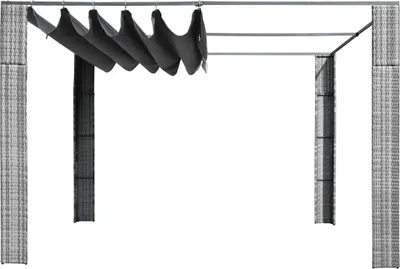 Obrázek produktu pro vidaXL Pavilon se střechou z polyratanu 300x300x220 cm šedý a antracitový