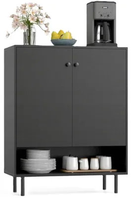 Obrázek produktu pro Komoda s otevřenou policí a 2 dvířky JV12629DK, 75 x 35 x 95 cm, černá