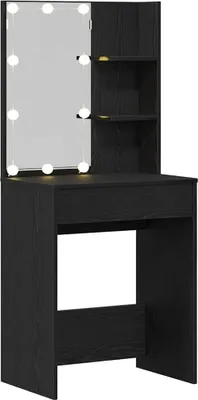 Produktbild von vidaXL Schminktisch mit Regal Schwarz Eichen-Optik 60 x 40 x 140 cm
