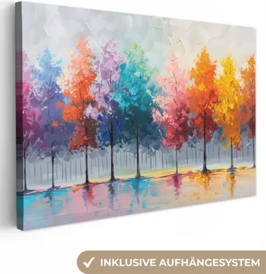 Obrázek produktu pro OneMillionCanvasses® - Plátna - Stromy - Barevné - Příroda - Abstraktní umění, nástěnné dekorace Obrazy Obývací pokoj, 90x60cm