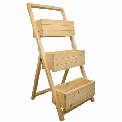 Obrázok produktu pre Drevený stojan s tromi boxmi prírodný