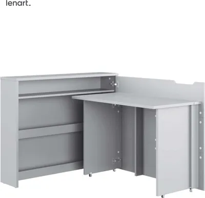 Produktbild von Klappbarer Schreibtisch Lenart WORK CONCEPT CW-01P (Rechts) GRAU Ausziehbarer Computertisch auf Rollen, Regale, Büroschreibtisch, Eckschreibtisch, Freistehender Schreibtisch
