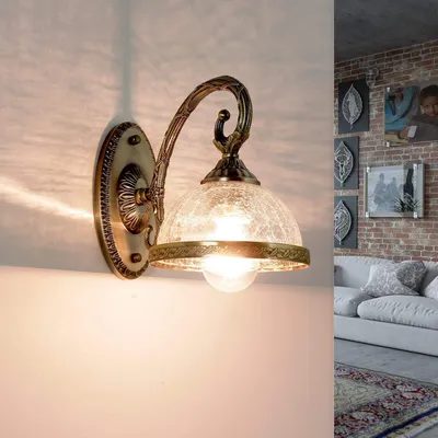 Obrázok produktu pre Nástenná lampa v secesnom štýle z kovu a skla