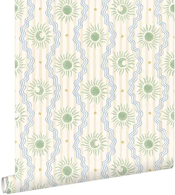 Obrázok produktu pre ESTAhome tapety, farby: béžová, modrá a zelená, rozmery: 50 x 900 cm
