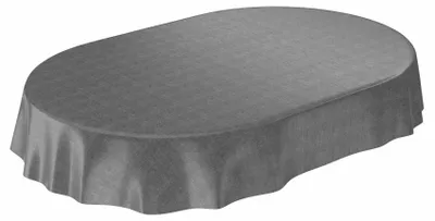 Tischdecke Wachstuch Einfarbig Grau Robust Wasserabweisend Oval Breite 140 cm Länge 240 cm, Ansicht 5