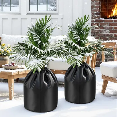 Image de ISOISL, ensemble de 2 protections pour racines de plantes, dimensions 50 x 45 cm, couleur noire. Protection contre le gel et contre les intempéries, idéale pour les plantes en pot, les jardins, les terrasses et les balcons