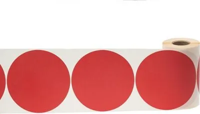 Obrázek produktu pro Kulaté samolepky Fi25mm 500ks Červená