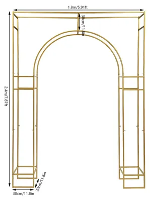 Productafbeelding van Bruiloftsboogstandaard, robuust metalen frame, veelzijdig voor evenementen, L-vorm, goud