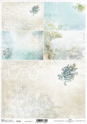 Immagine prodotto di ITD carta di riso decoupage carta artigianale tecnica tovagliolo di carta morbida, fiori, nontiscordardime, damasco R2182