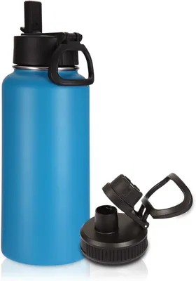 Produktbild von Edelstahl Isolierte Wasserflasche 1 L, Doppelwandig, Auslaufsicher, Für Wandern, Camping, Sport