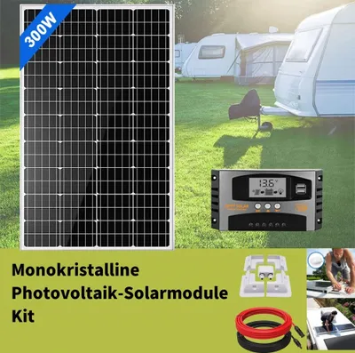 Produktbild von 300W Solarpanel Kit Photovoltaik Solaranlage 12V Mit feste Halterung für Wohnmobil Wohnwagen Haushalt
