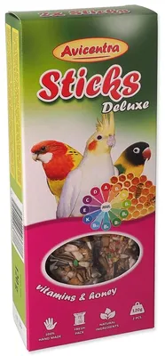 Productafbeelding van Avicentra - kleine papegaaienstokjes - met vitamines en honing, 2 stuks
