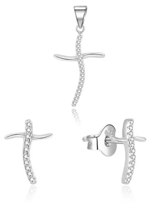 Produktbild von Silver jewelry set crosses AGSET254L (pendant, earrings)