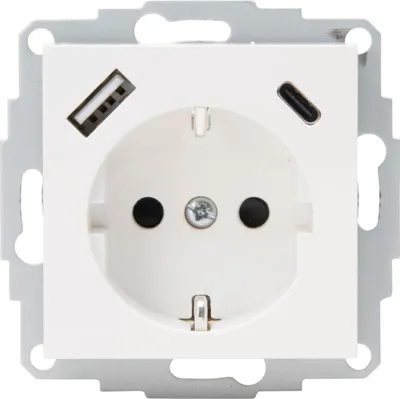 Produktbild von Heinrich Kopp Schutzkontakt-Steckdose HK07 USB A/C Anschluss reinweiß