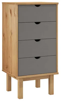 Produktbild von vidaXL Schubladenschrank OTTA Braun & Grau 45x39x90 cm Massivholz