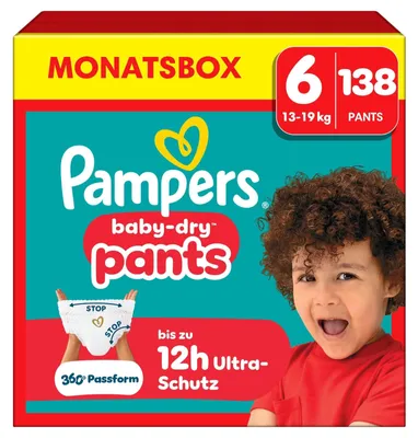 Produktbild von Pampers Baby-Dry Pants Gr. 6 (13-19 kg) Monatsbox 138 Windelhöschen