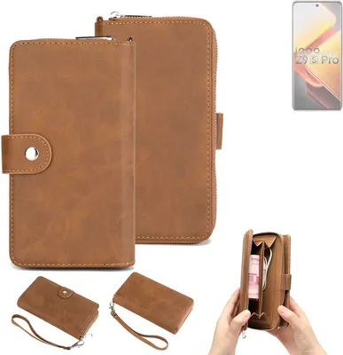 Produktbild von K-S-Trade Handyhülle Schutzhülle kompatibel mit Vivo iQOO Z9s Pro & Portemonnee Tasche Handytasche Case Etui Geldbörse Wallet braun (1x)