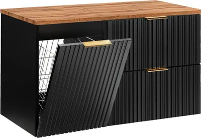 Produktbild von Waschtischunterschrank 100.8cm Adriel mit 2 Schubladen, Schwarz und Holzoptik