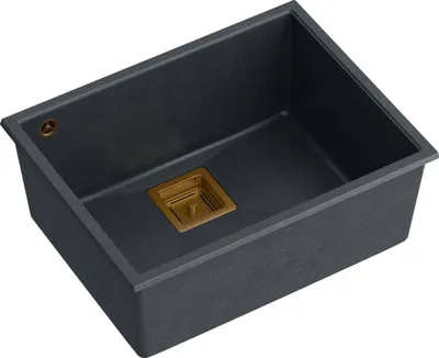 Produktbild von QUADRON Spülbecken 1-Becken Spüle | Größe: 55 x 42 x 22,5 cm | DAVID 50 | Küchenspüle Granitspüle aus GraniteQ mit Siphon | Schwarz & Kupfer