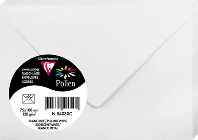 Produktbild von Clairefontaine 54030C, Weiß, 120 g/m², 100 mm, 75 mm, Forest Stewardship Council (FSC), Frankreich
