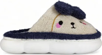 Produktbild von Damen Weich Hund Hausschuhe Stoff Warme Slipper Pantoffeln Kredi Dunkelblau Gr.36/37