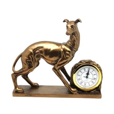 Produktbild von Hundefigur Karte Uhr Bronze Dekorative Skulptur Königin Isabel