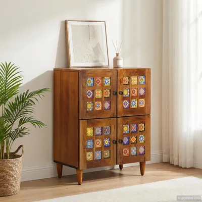 Obrázek produktu pro vidaXL Příborník s úložným prostorem ořech 60 x 33 x 75 cm masivní dřevo mango