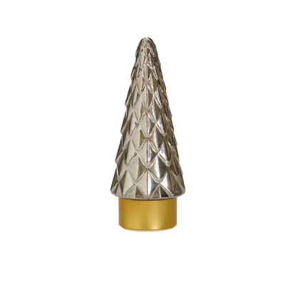 Produktbild von LED Winterglas Dekoration Tannenbaum mit Timer Battierien Echtglas 10 Micro LEDs
