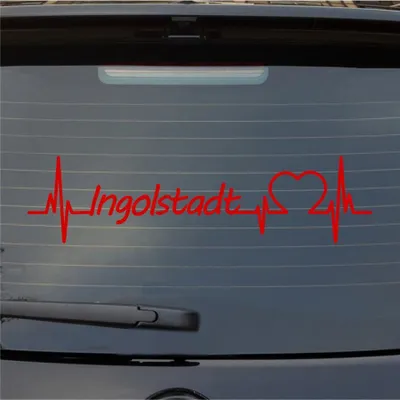 Produktbild von Heckscheibenaufkleber Ingolstadt Herzschlag Puls Stadt Liebe 55x20 cm Rot Auto Aufkleber Sticker