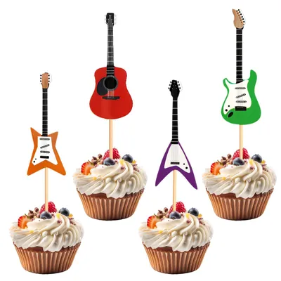 48 Tortenkarten mit Gitarrenmusik-Motiv