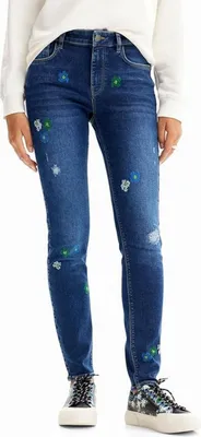 Produktbild von Desigual Frauen Bruselas Denim slim fit Hose mit Stickerei XS