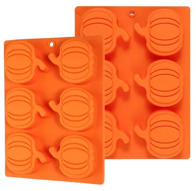 Productafbeelding van Siliconen vorm voor pompoenen, 2 stuks. Ideaal voor herfstgebak, muffins, taarten, pudding en chocolade