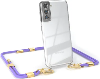 Produktbild von EAZY CASE Handykette für Samsung Galaxy S21 5G, Transparente Silikonhülle mit Band, Clear Case, abnehmbar in  Violett