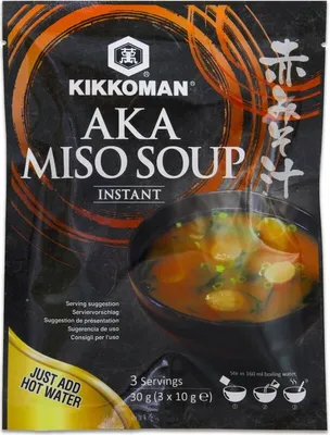 Produktbild von Kikkoman Instant Aka Miso Suppe 30g | japanische rote Misosuppe | 3 Portionen