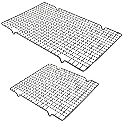 2er Set Kühlgitter für Kuchen, antihaftbeschichtet, schwarz