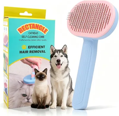Obrázok produktu pre Kefa na srsť 2 kusy, ružovo-modrá, pre psov a mačky, odstraňuje chlpy