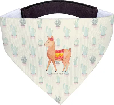 Produktbild von Mr. & Mrs. Panda Hunde Halstuch Alpaka Stolz - Kaktus Grün - Geschenk, Für, Hundehalstuch, Hund, Tuch, Lama