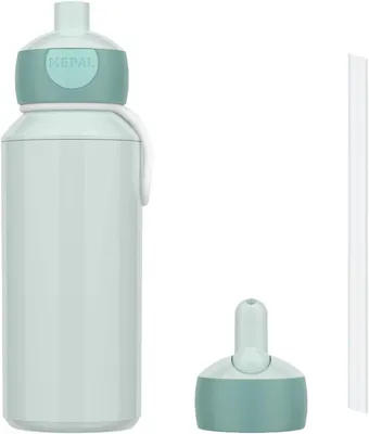 Produktbild von Mepal Campus Trinkflasche Pop-Up mit Flip-Up Ersatz-Verschlussdeckel, Auslaufsichere Wasserflasche für Kindergarten & Schule, Spülmaschinenfest, 400 ml, Cool Mint