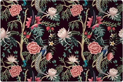 Produktbild von Küchenmatte 100x150 cm Vinylmatte Bodenmatte Dekoration -Gartenbaum Blume Vogel
